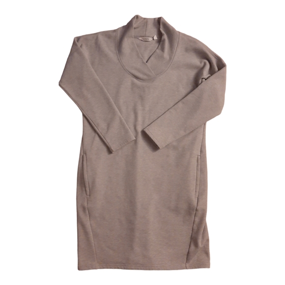 Athleta Heather Gray Sweater Dress Zip Pockets Wool Blend L - Picture 2 of 3